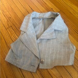 Gray Striped Sleeveless Vest